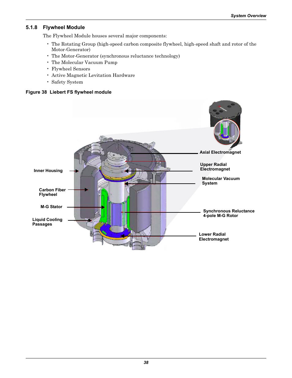 8 flywheel module, Figure 38 liebert fs flywheel module, Flywheel module | Emerson Series 600T User Manual | Page 50 / 168