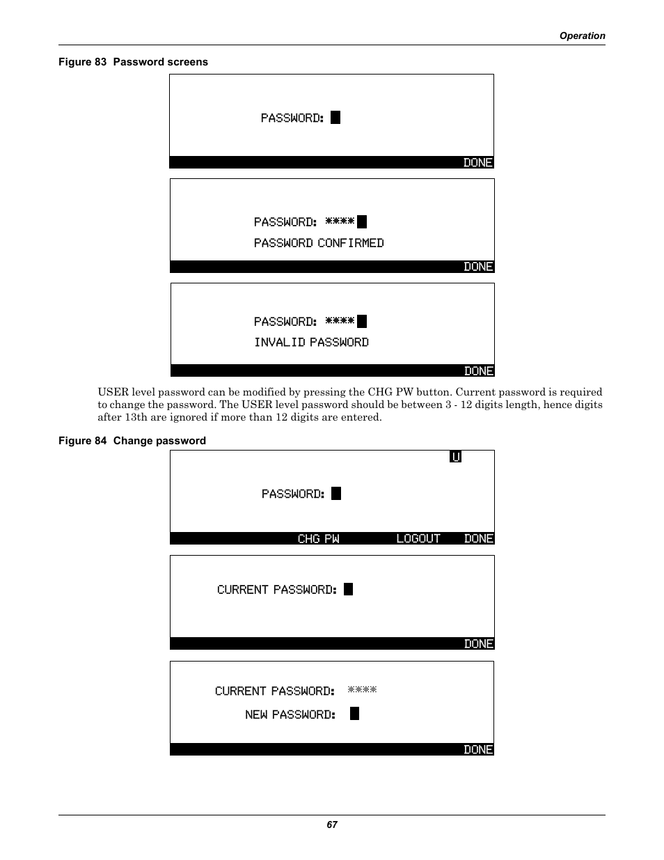 Figure 83 password screens, Figure 84 change password | Emerson Series 600T User Manual | Page 79 / 168