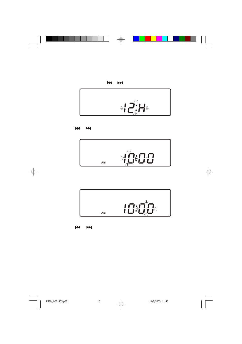 Setting the clock | Emerson ES50 User Manual | Page 11 / 25