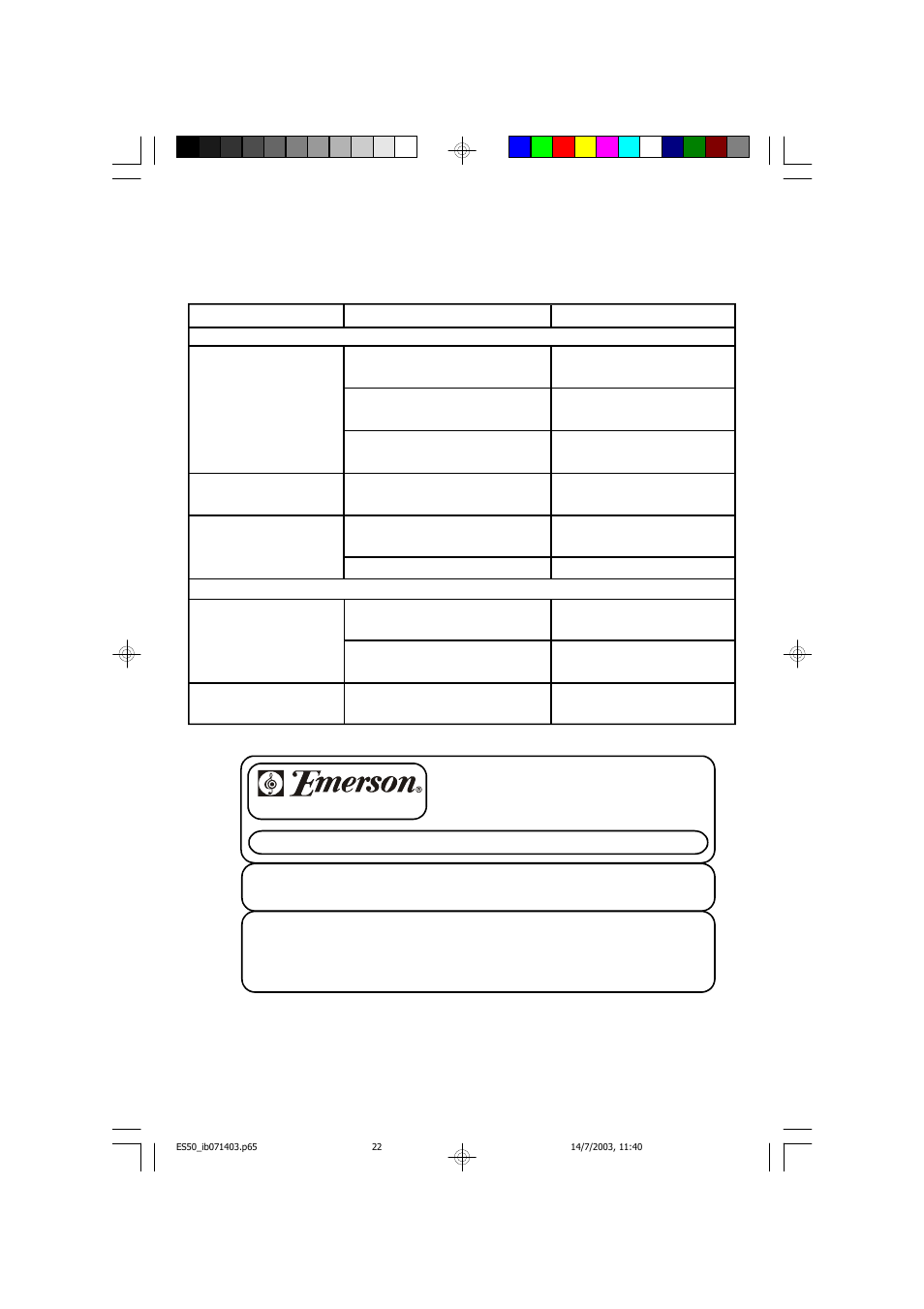 Emerson ES50 User Manual | Page 23 / 25
