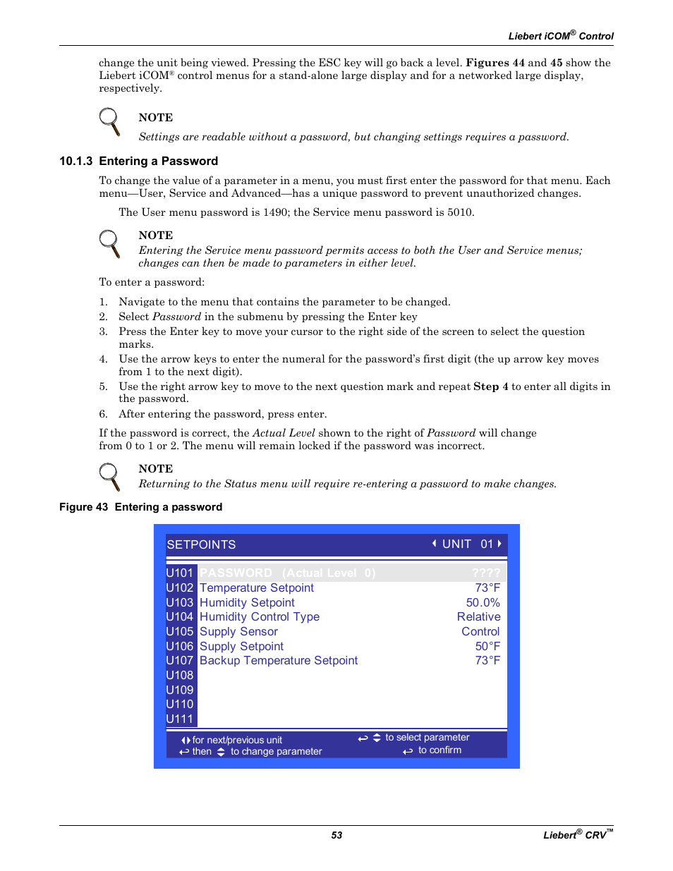 3 entering a password, Figure 43 entering a password | Emerson Liebert CRV 1 2 3 4 5 6 7 8 9 10 11 12 13 14 15 16 17 18 19 20 21 22 23 24 25 C R 0 2 0 R A 1 C 7 S D 1 8 1 1 E L 1 0 P A User Manual | Page 61 / 140