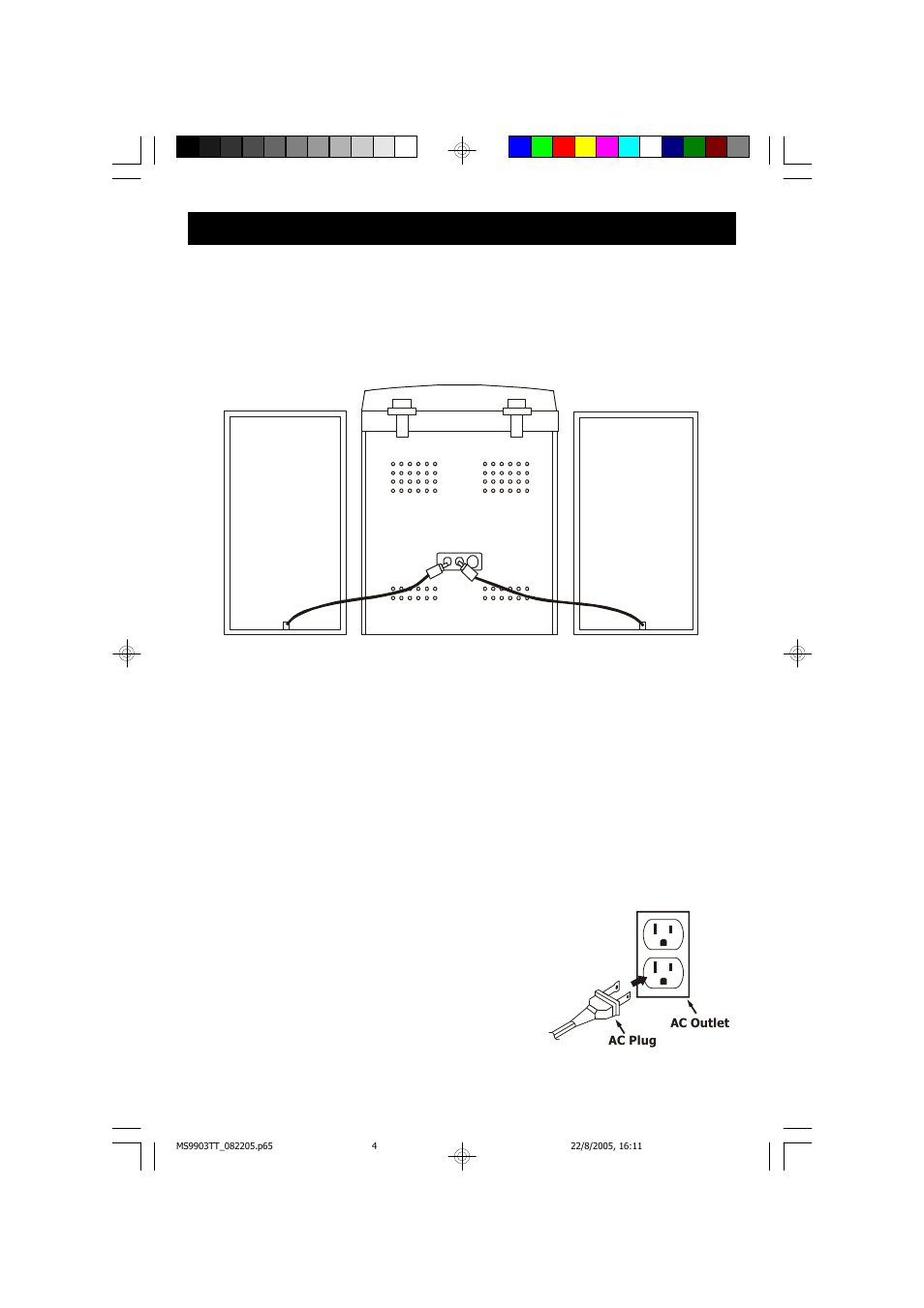 Preparation for use, Speaker connection, Connecting the ac power cord | Emerson Radio MS9903TT User Manual | Page 5 / 31