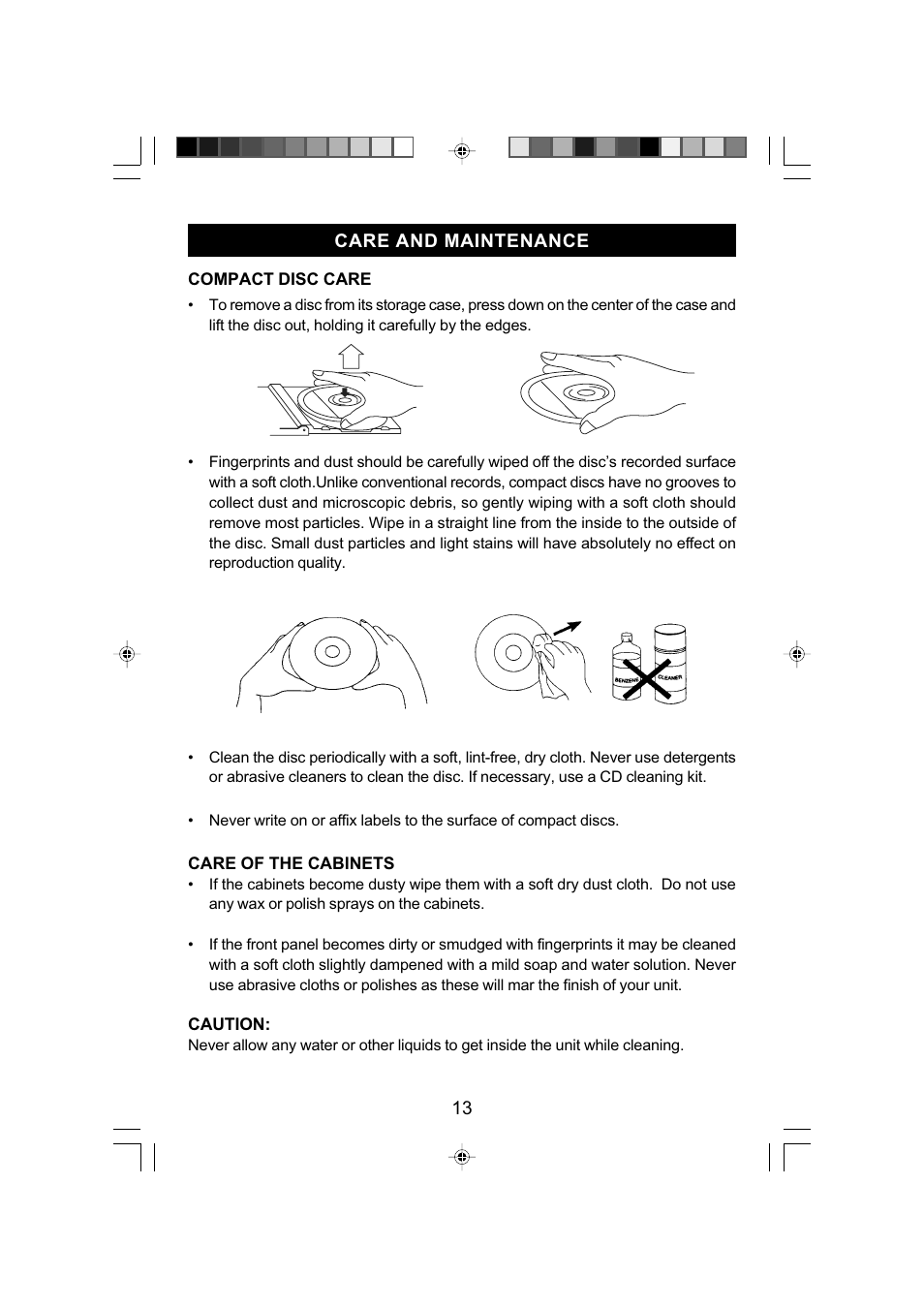 13 care and maintenance | Emerson Radio CKD9907 User Manual | Page 14 / 17