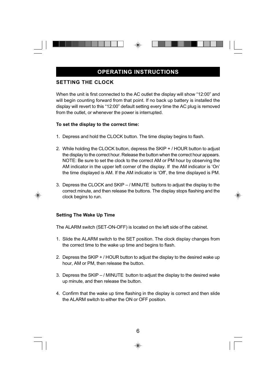 6operating instructions | Emerson Radio CKD9907 User Manual | Page 7 / 17