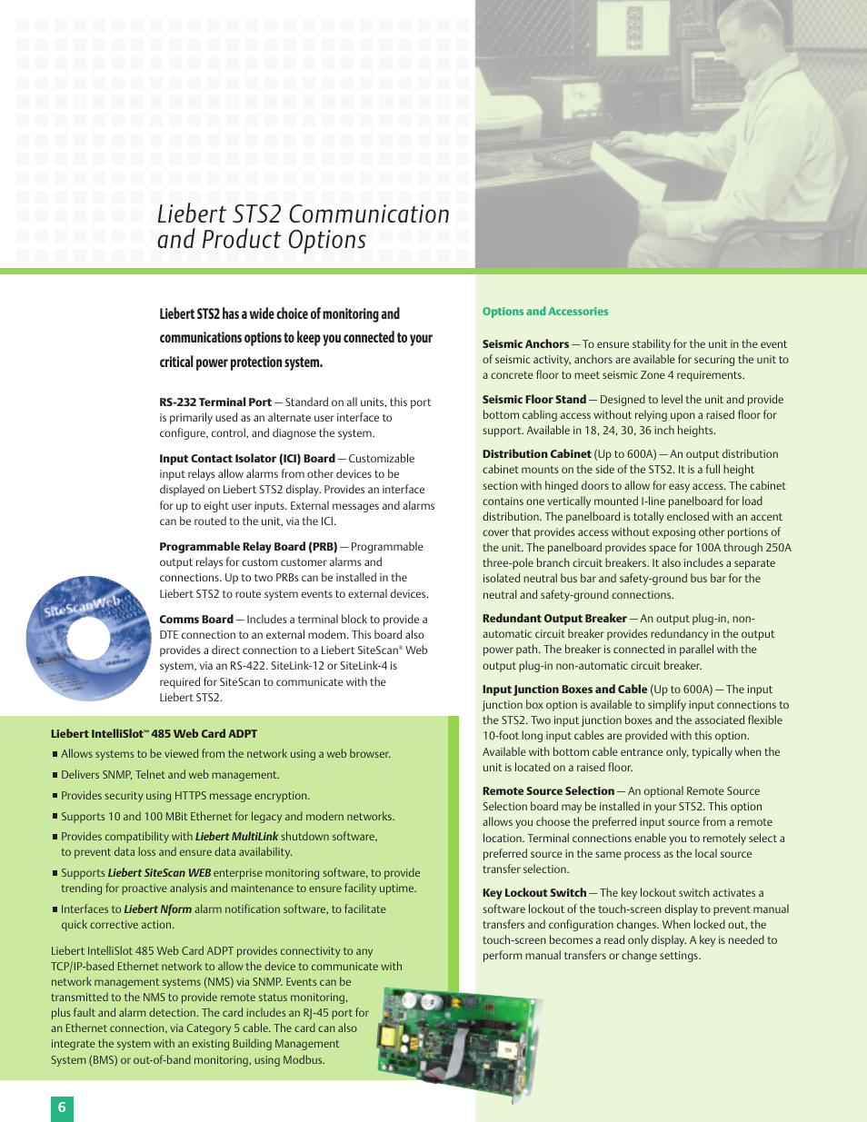 Liebert sts2 communication and product options | Emerson Liebert STS2 User Manual | Page 6 / 8