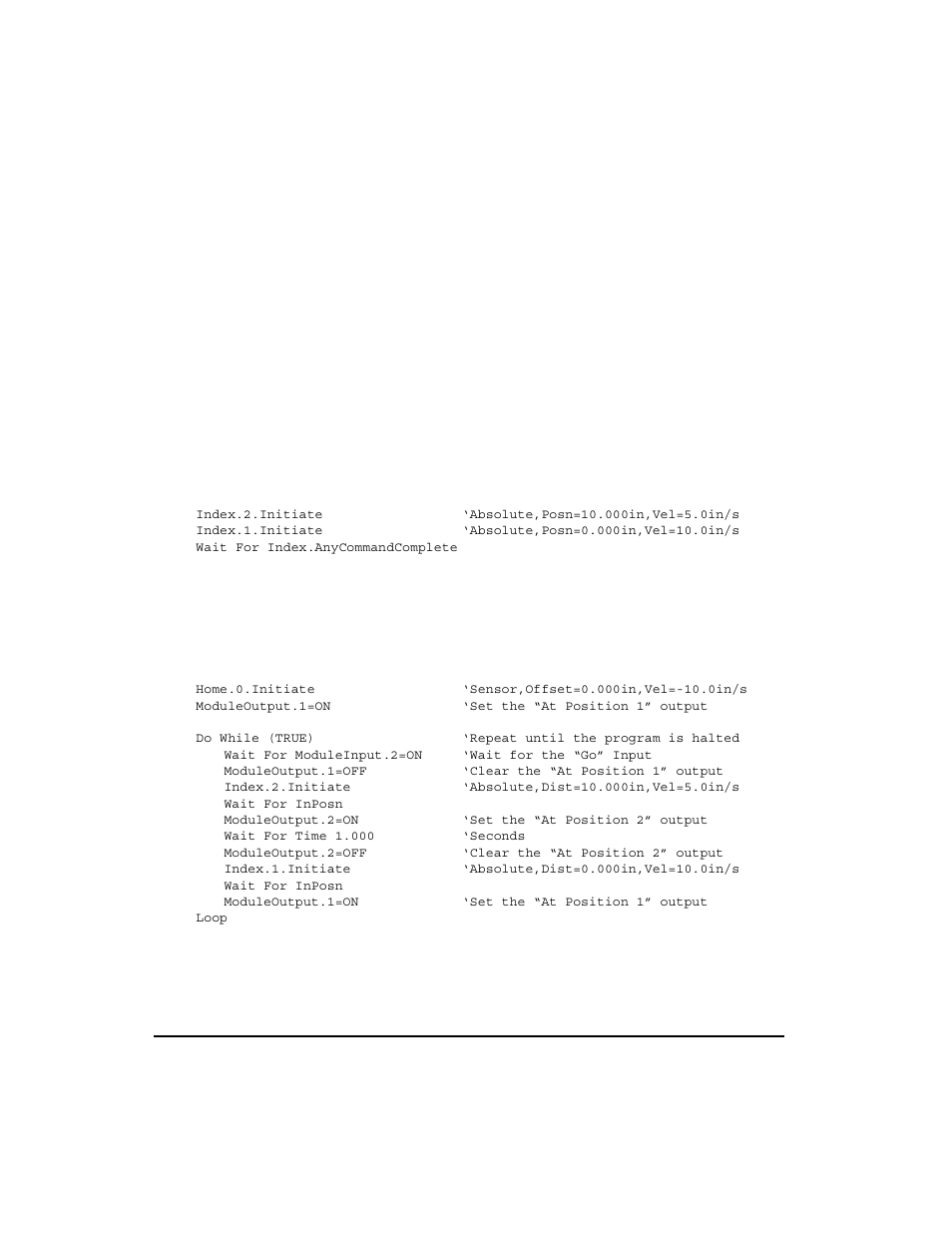Example programs, Resetting faults in "run anytime" programs, Out and return - simple | Out and return – more complex | Emerson FM-3 User Manual | Page 148 / 292