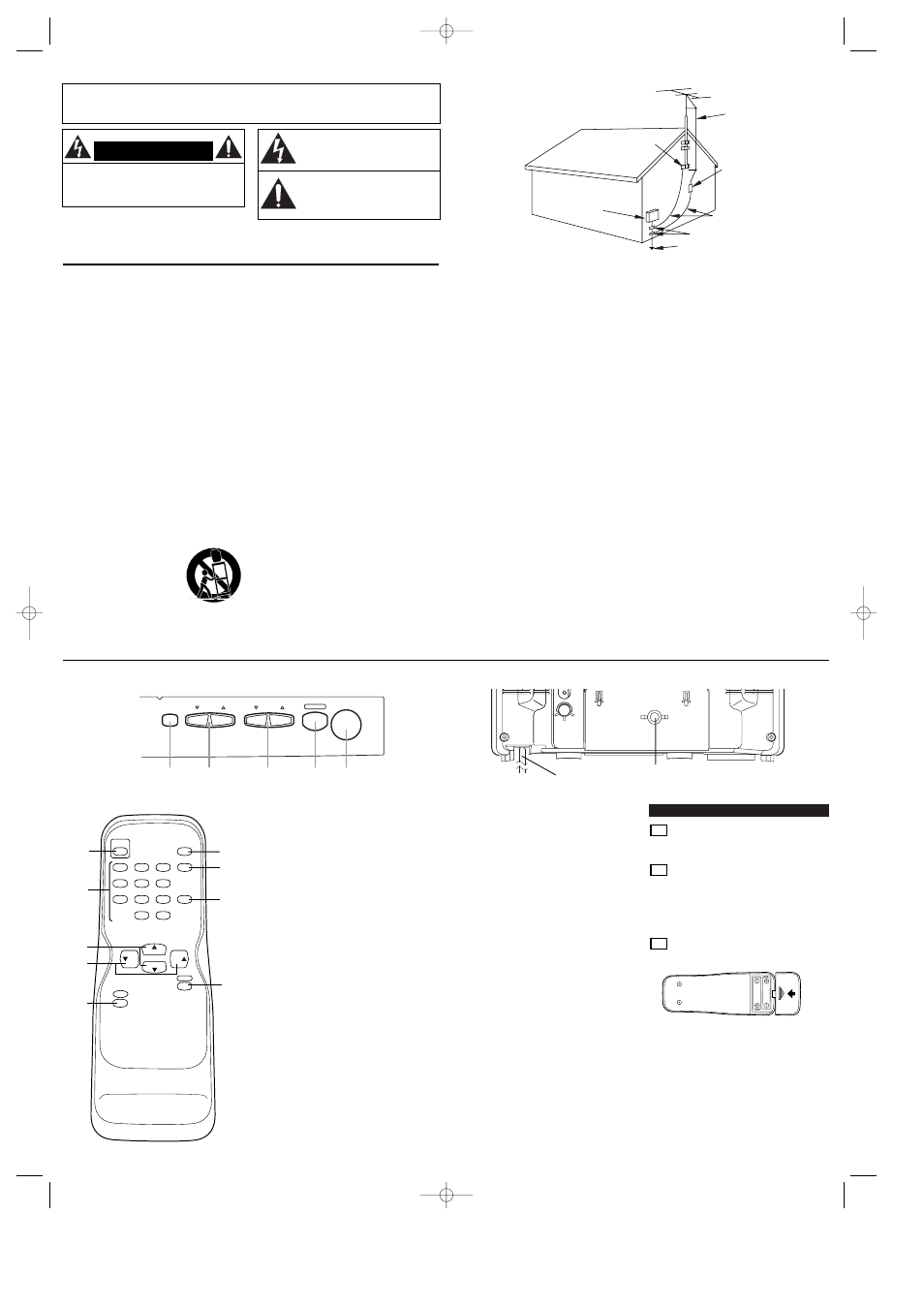Important safeguards, Operating controls and functions, Installing the batteries | Front panel - - rear panel, Remote control | Emerson EWT1321 User Manual | Page 2 / 8
