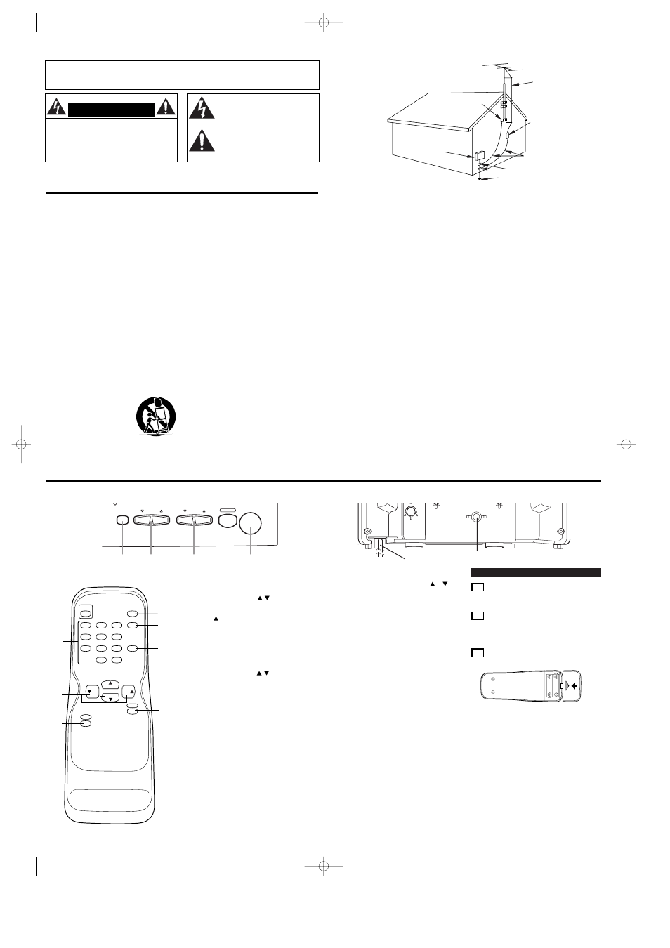 Importante para su seguridad, Controles de operación y sus funciones, Instalacion de las pilas | Panel delantero - - panel trasero, Control remoto | Emerson EWT1321 User Manual | Page 6 / 8
