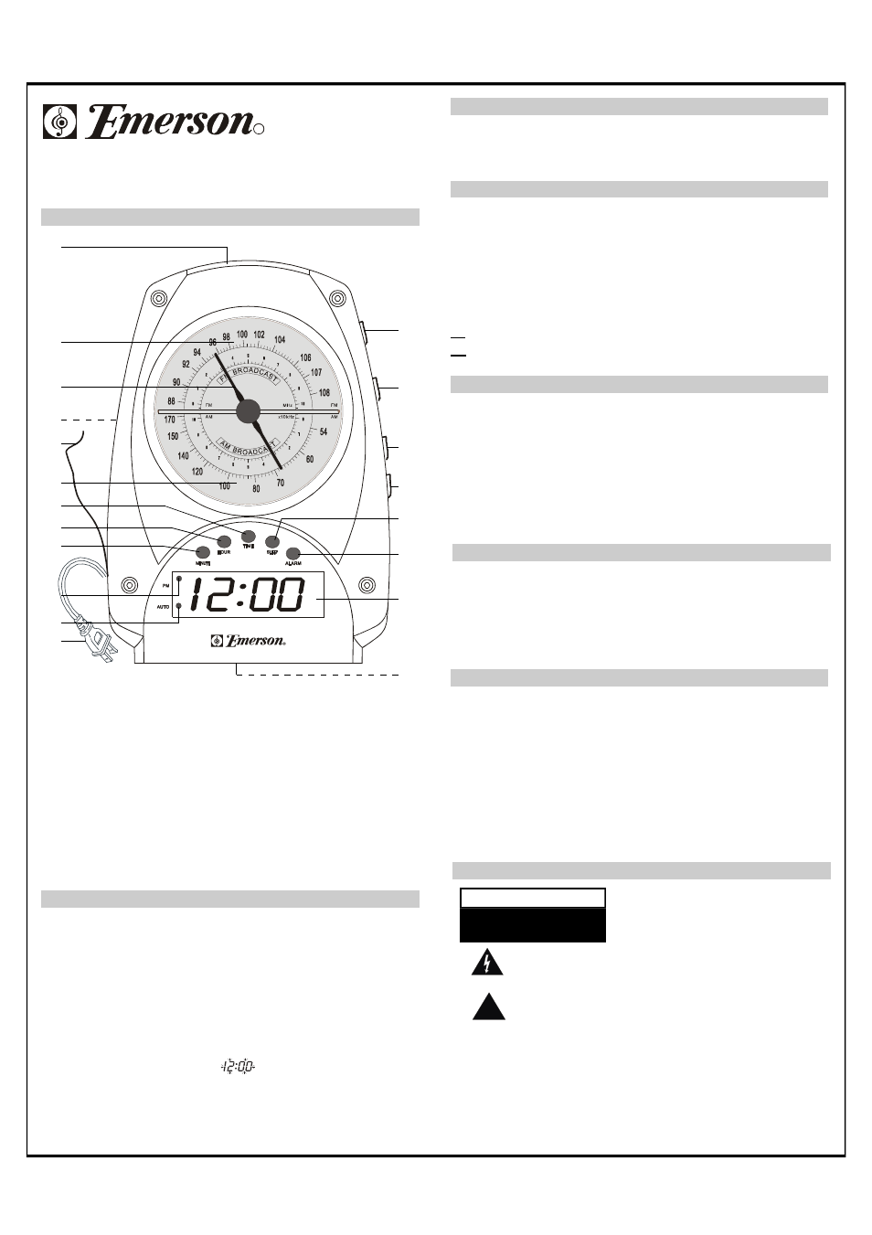 Emerson Radio RET23 User Manual | 2 pages