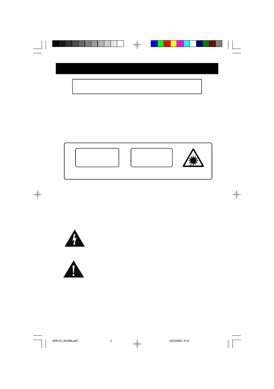 Caution | Emerson Radio HD9116BL User Manual | Page 3 / 23