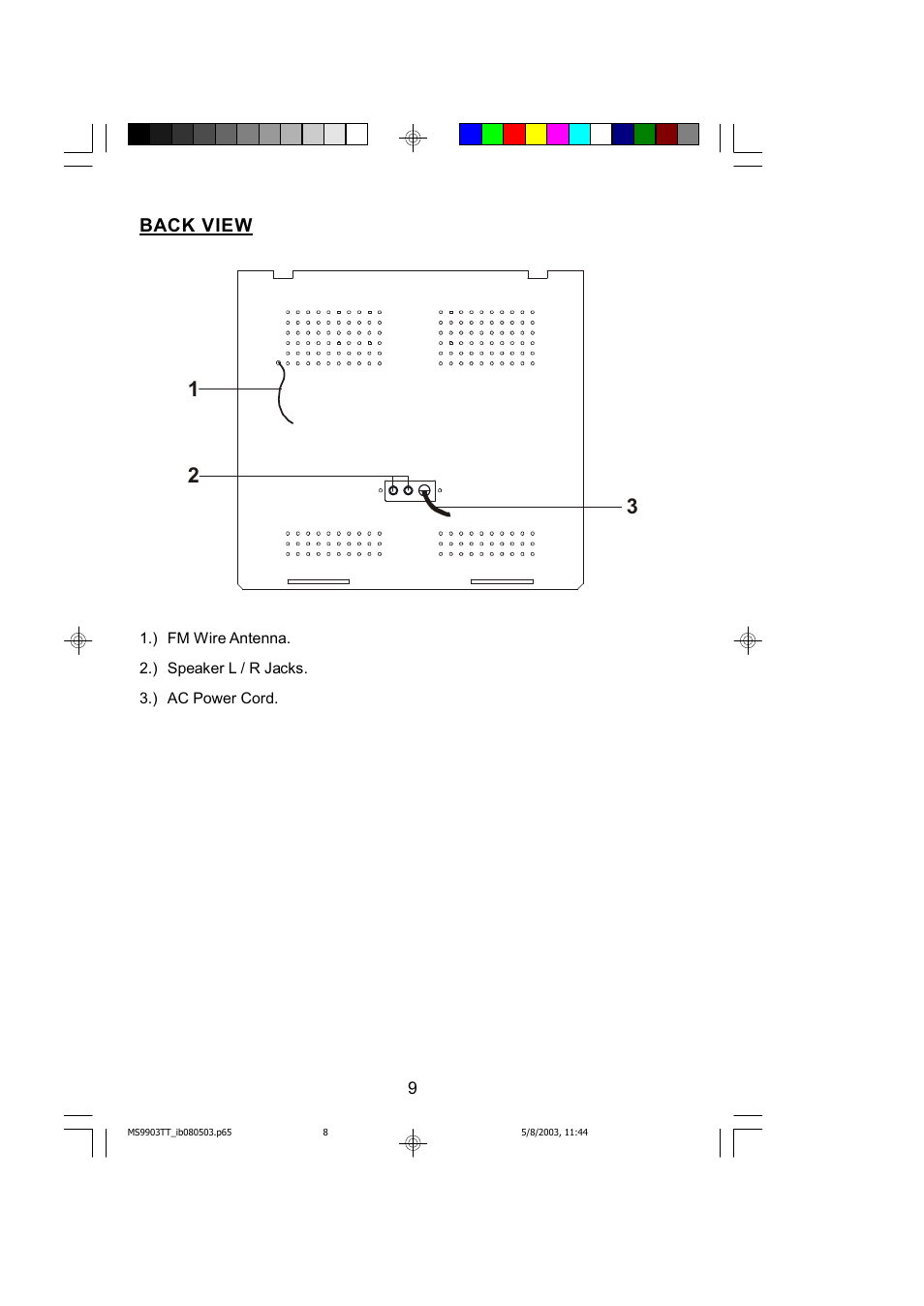 Back view | Emerson MS9904TTC User Manual | Page 10 / 30