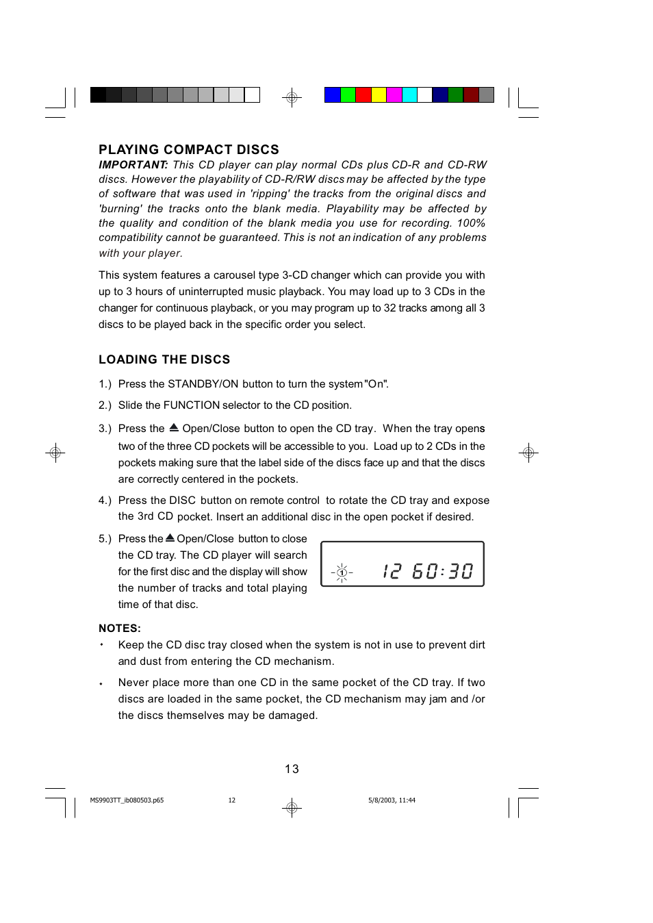 Playing compact discs | Emerson MS9904TTC User Manual | Page 14 / 30