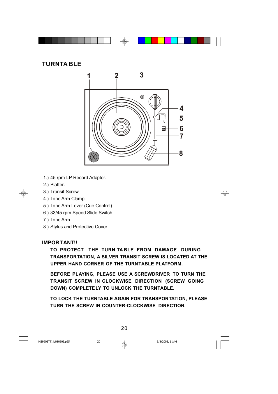 Turnta ble | Emerson MS9904TTC User Manual | Page 21 / 30