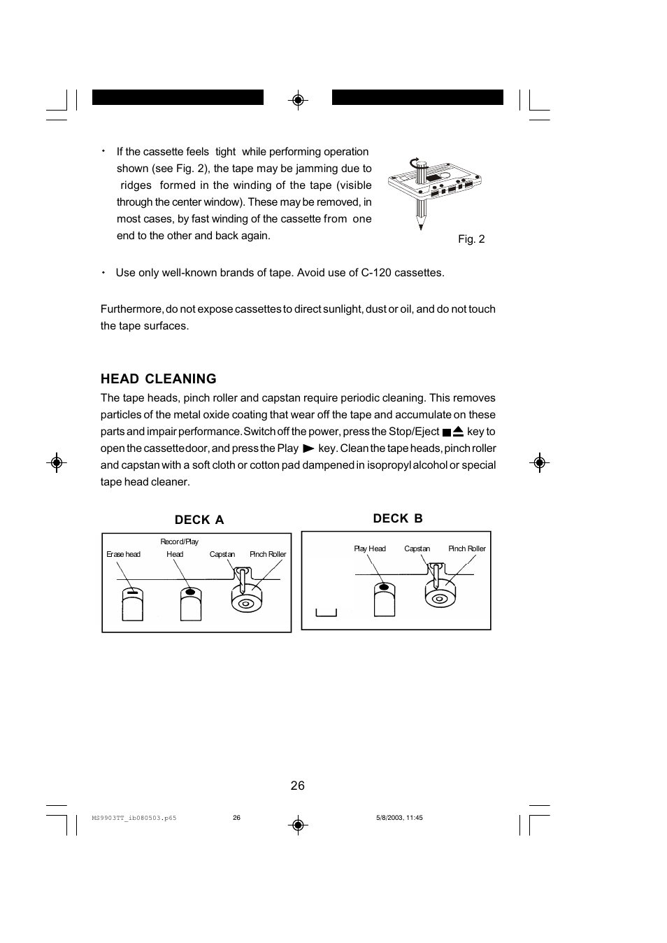 Head cleaning | Emerson MS9904TTC User Manual | Page 27 / 30