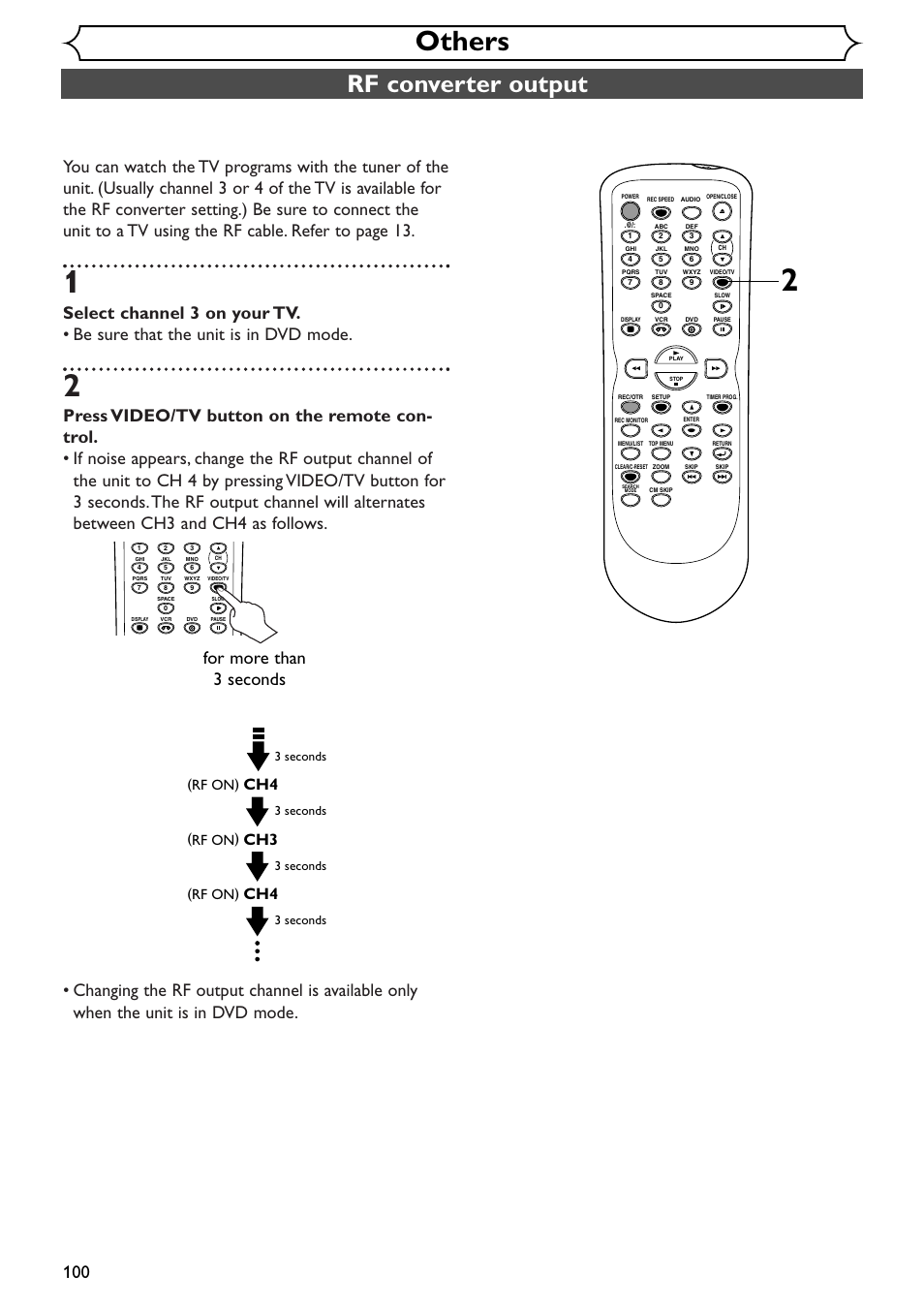 Others, Rf converter output, For more than 3 seconds | Rf on) | Emerson EWR20V4 User Manual | Page 100 / 108