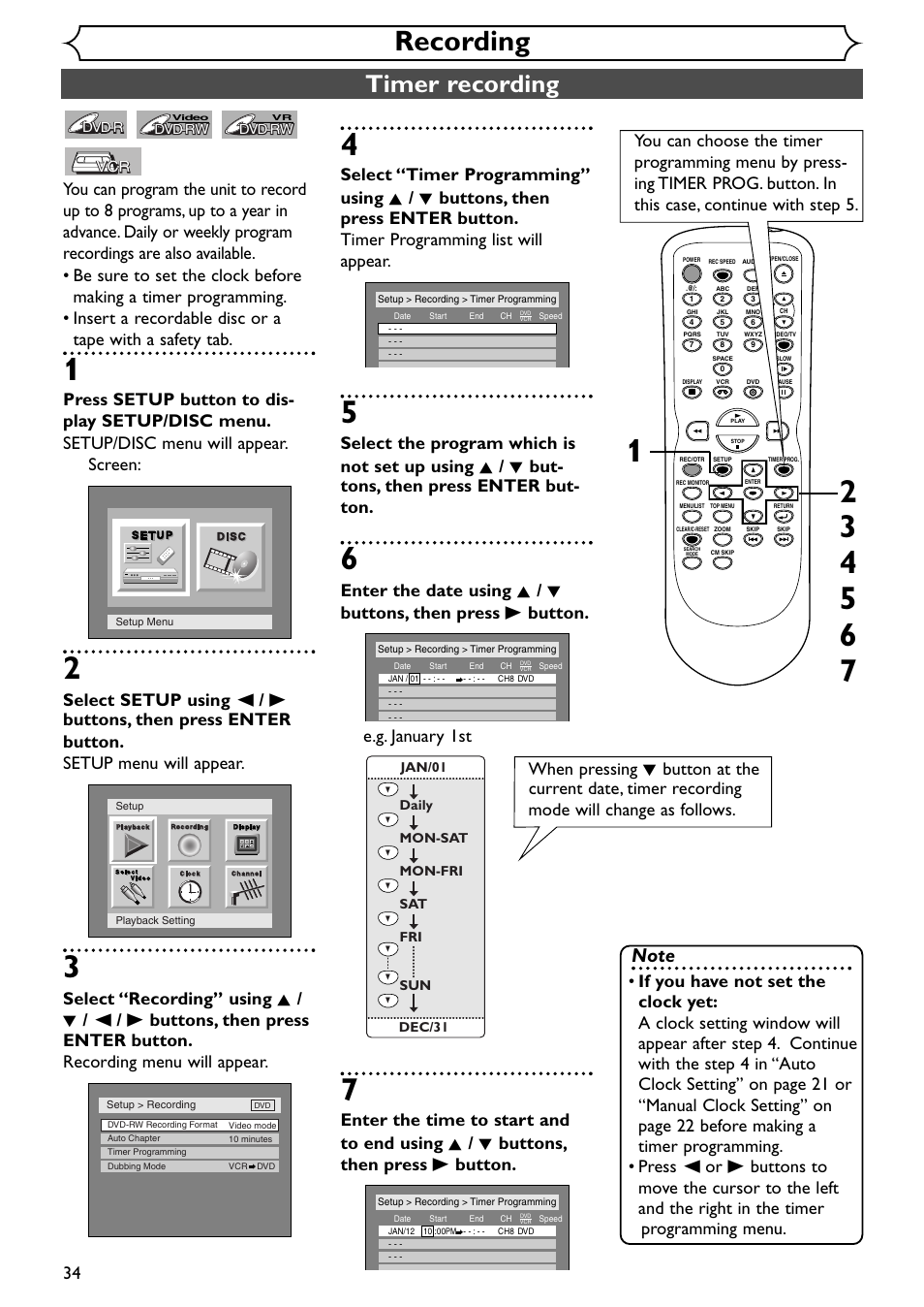 Recording, Timer recording | Emerson EWR20V4 User Manual | Page 34 / 108