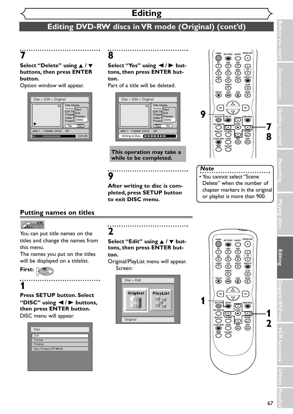 Editing, Putting names on titles | Emerson EWR20V4 User Manual | Page 67 / 108
