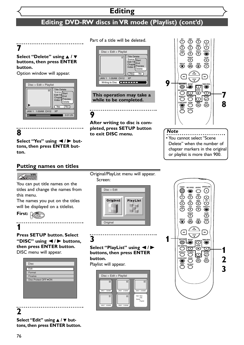 Editing, Putting names on titles, Dvd-rw | Emerson EWR20V4 User Manual | Page 76 / 108