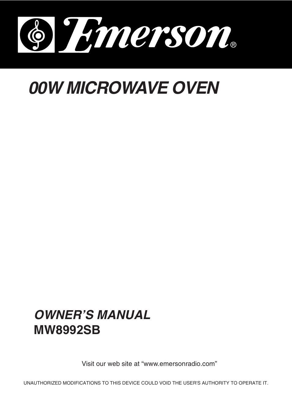 Emerson Radio MW8992RD User Manual | 30 pages