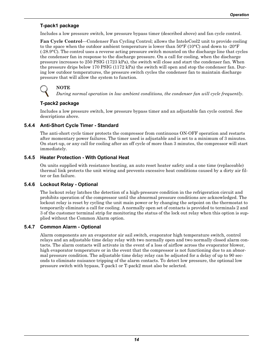 T-pack1 package, T-pack2 package, 4 anti-short cycle timer - standard | 5 heater protection - with optional heat, 6 lockout relay - optional, 7 common alarm - optional, Anti-short cycle timer - standard, Heater protection - with optional heat, Lockout relay - optional, Common alarm - optional | Emerson 2 User Manual | Page 20 / 56