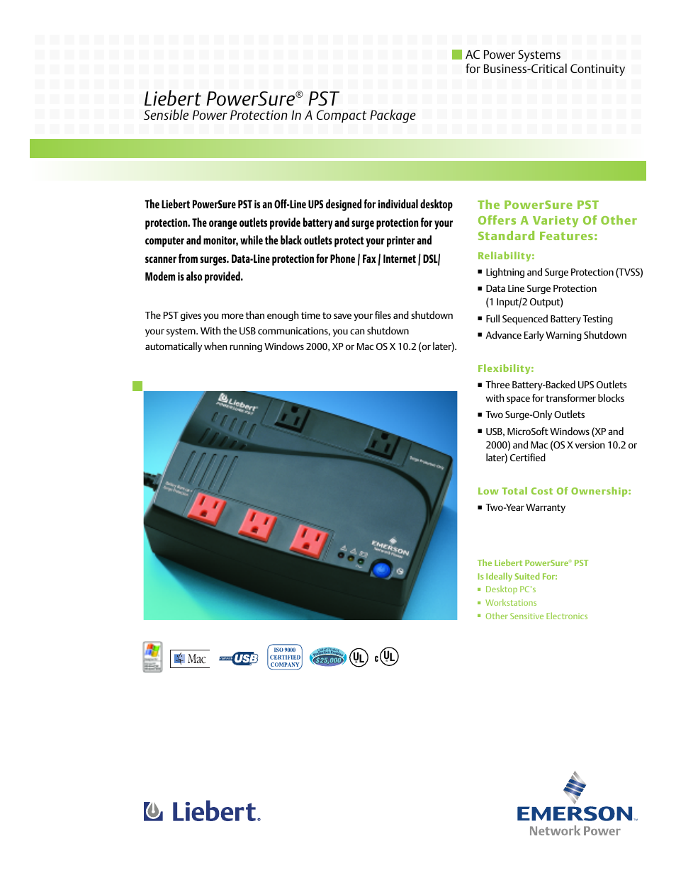 Emerson PowerSure PST User Manual | 2 pages