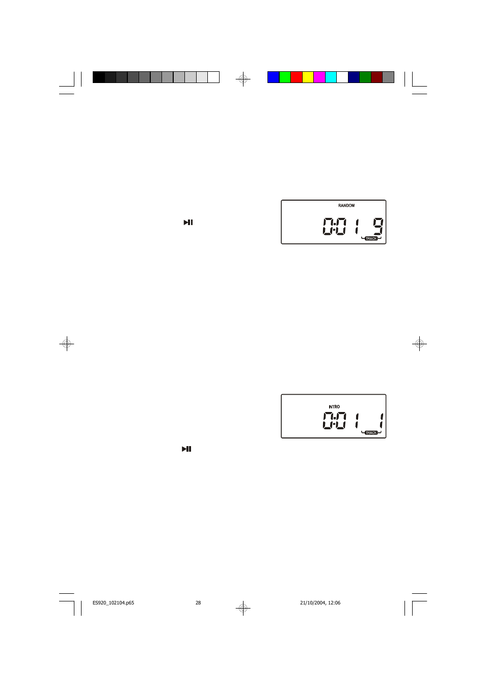 Random playback, Intro scan playback (on remote control only) | Emerson Radio ES920 User Manual | Page 29 / 42