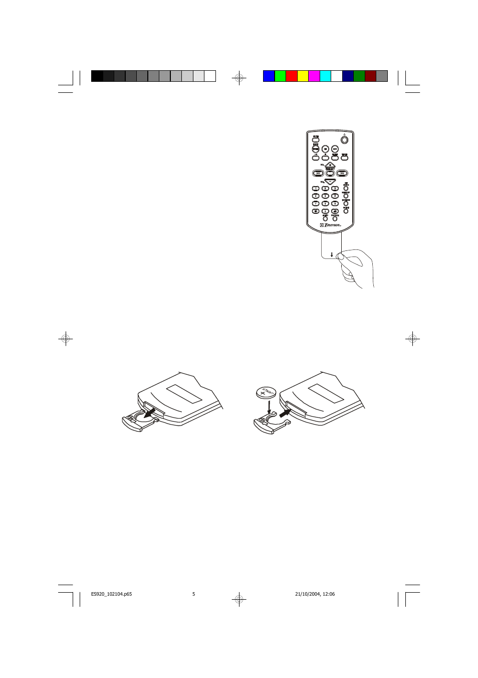 Remote control battery | Emerson Radio ES920 User Manual | Page 6 / 42