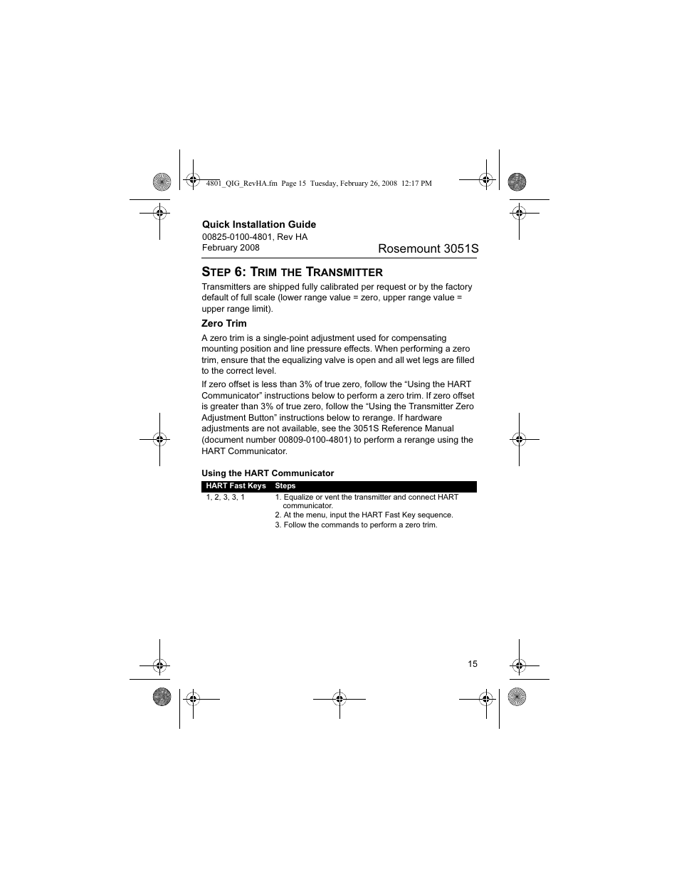 Step 6: trim the transmitter, Rosemount 3051s | Emerson 3051S User Manual | Page 15 / 36