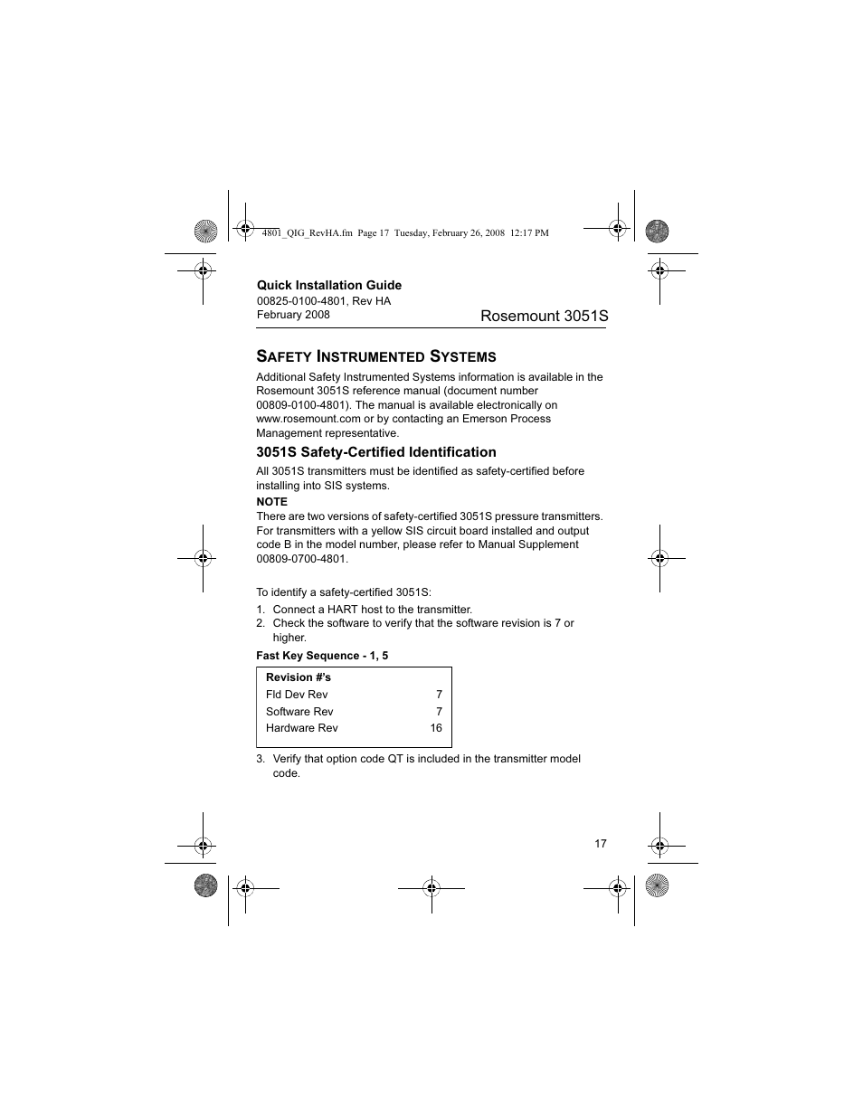Safety instrumented systems, Rosemount 3051s | Emerson 3051S User Manual | Page 17 / 36