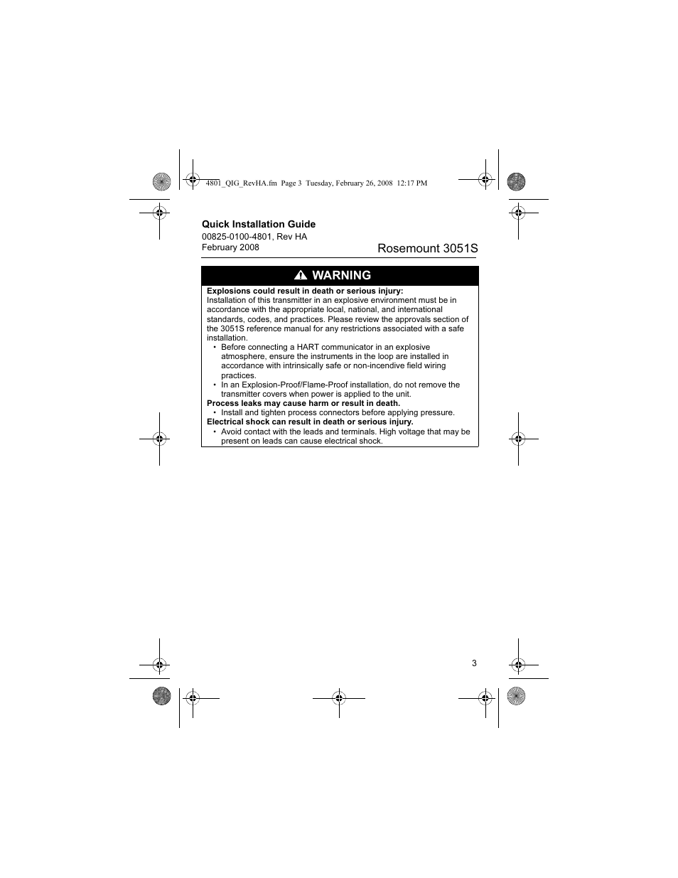 Rosemount 3051s, Warning | Emerson 3051S User Manual | Page 3 / 36