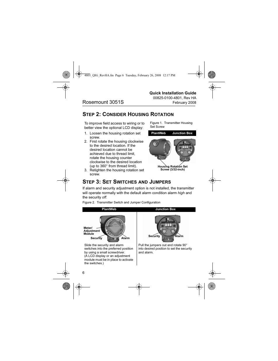 Step 2: consider housing rotation, Step 3: set switches and jumpers, Rosemount 3051s | Emerson 3051S User Manual | Page 6 / 36