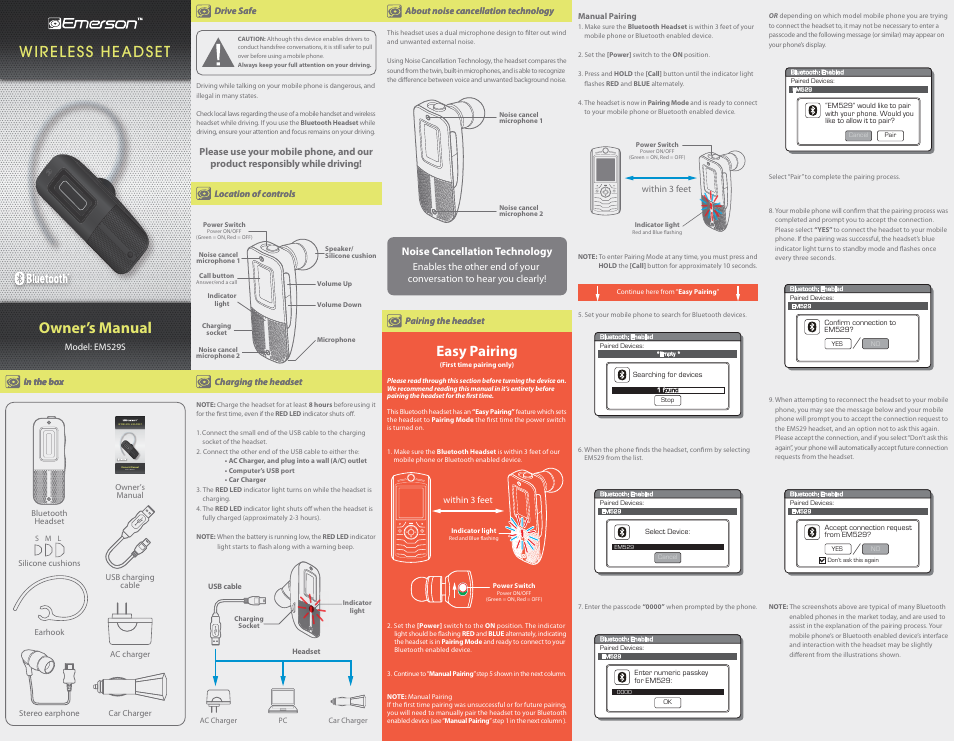 Emerson EM529S User Manual | 2 pages