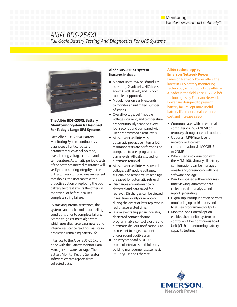 Emerson Albr BDS-256XL User Manual | 2 pages