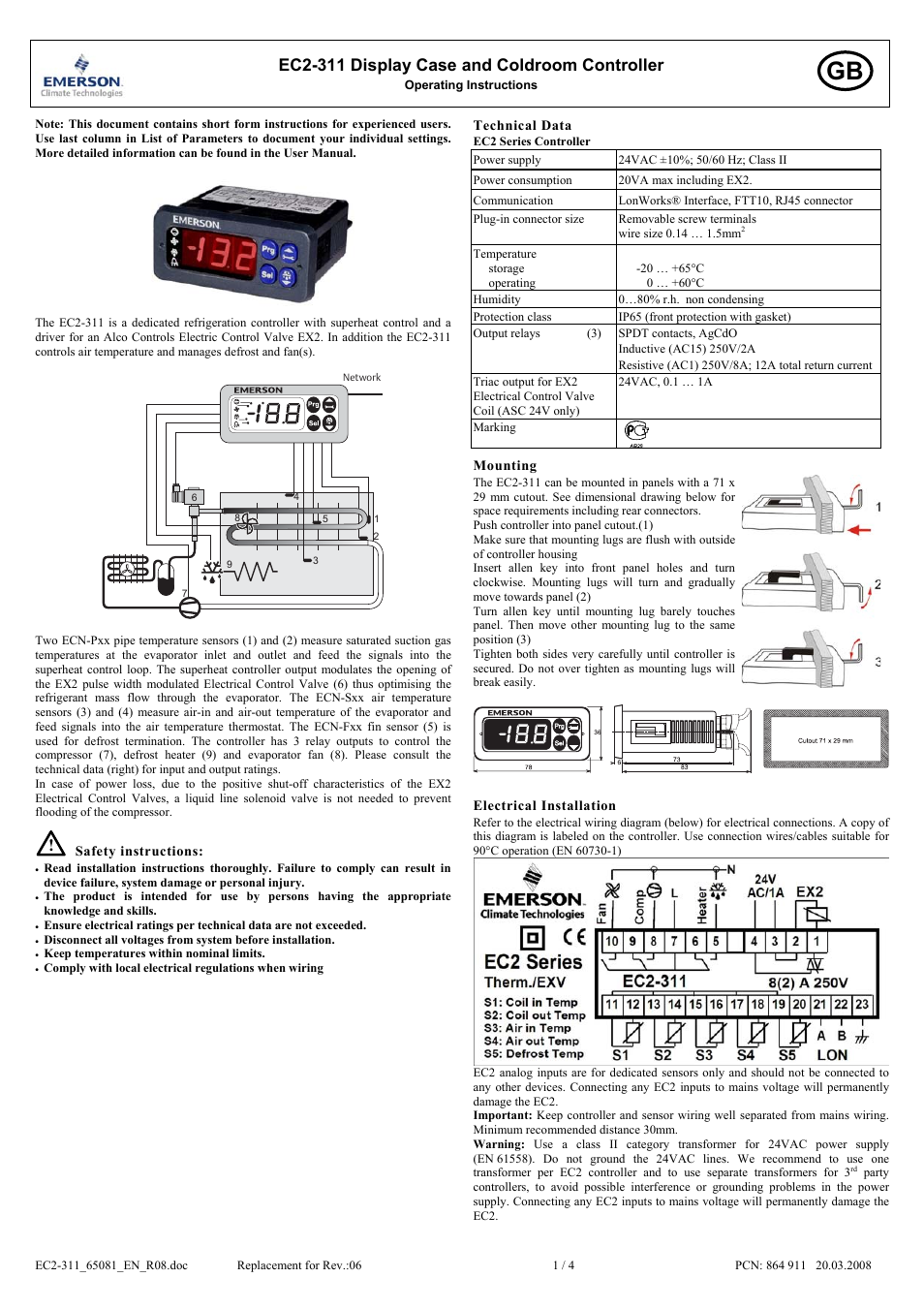 Emerson EC2-311 User Manual | 4 pages