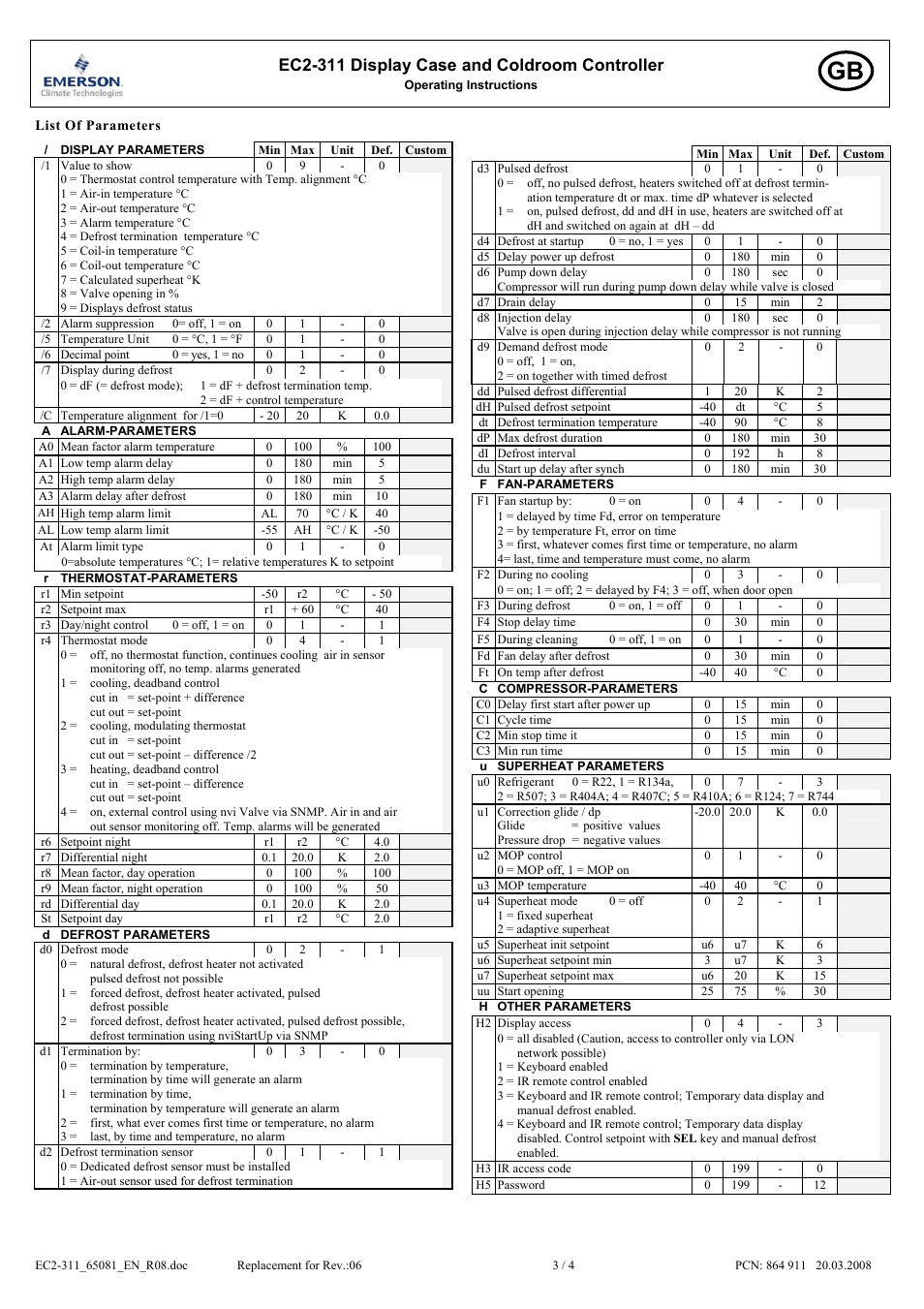 Ec2-311 display case and coldroom controller | Emerson EC2-311 User Manual | Page 3 / 4