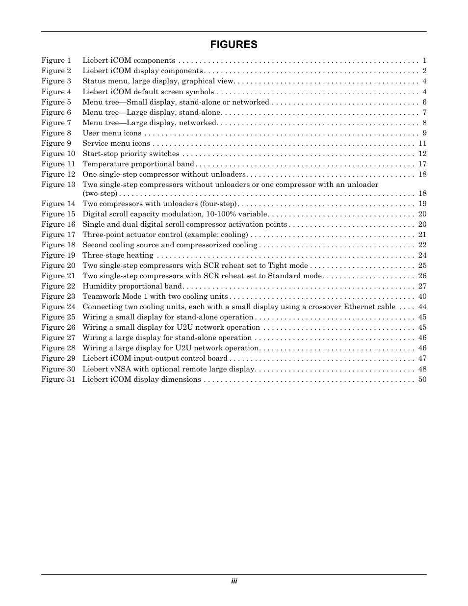 Figures | Emerson Liebert iCOM User Manual | Page 5 / 84