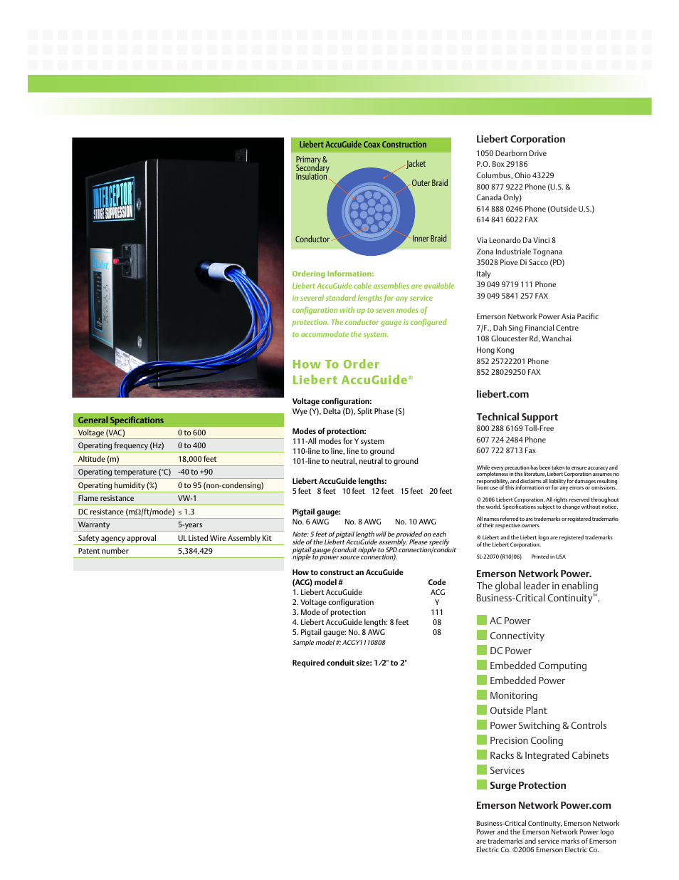 How to order liebert accuguide | Emerson AccuGuide ACGY1110808 User Manual | Page 2 / 2