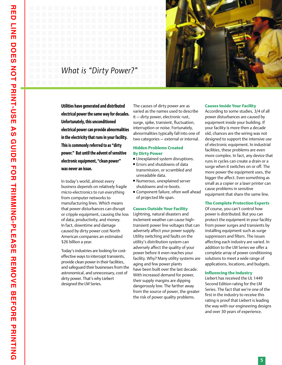 What is “dirty power | Emerson Liebert LM Series User Manual | Page 5 / 6