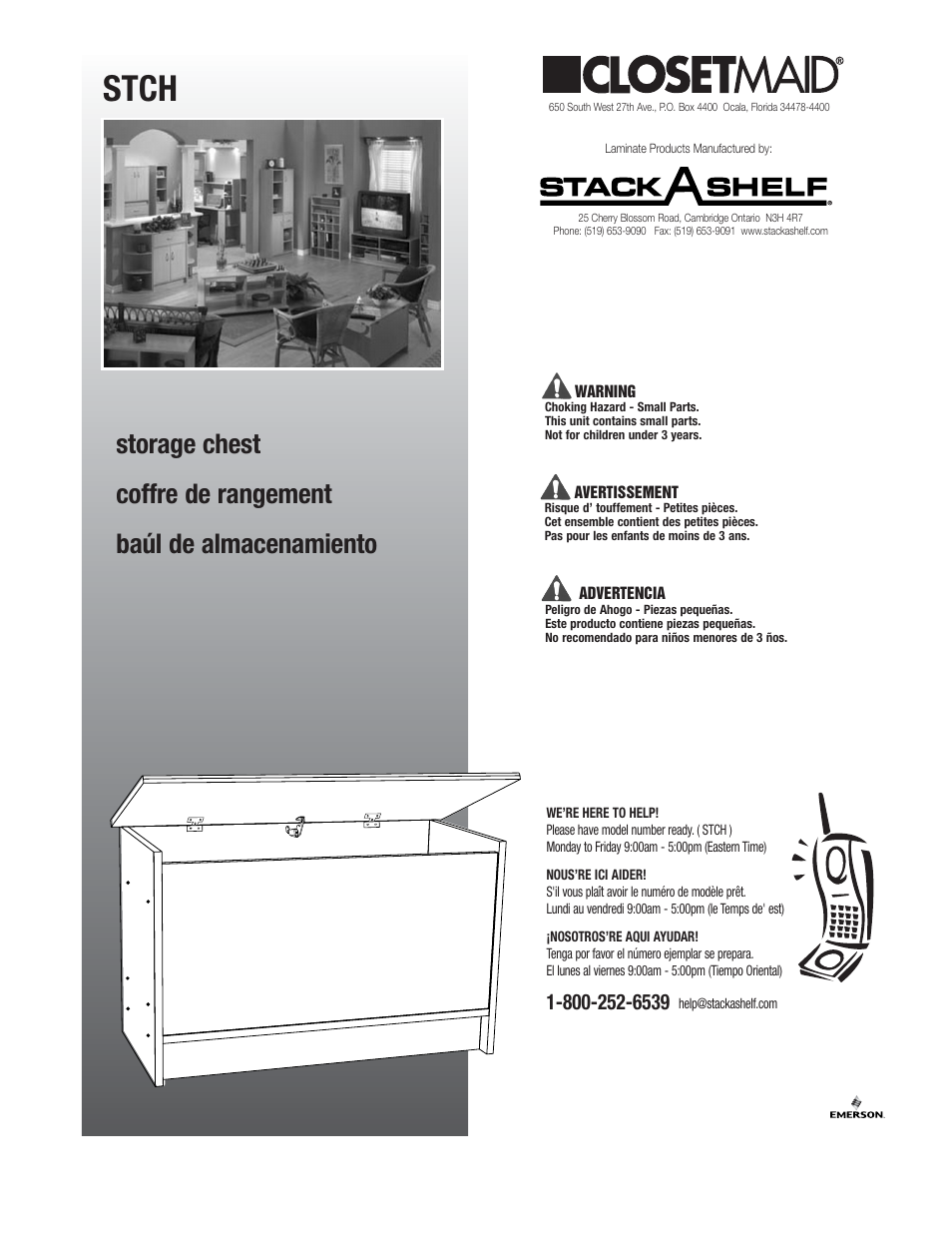 Emerson ClosetMaid STCH User Manual | 4 pages