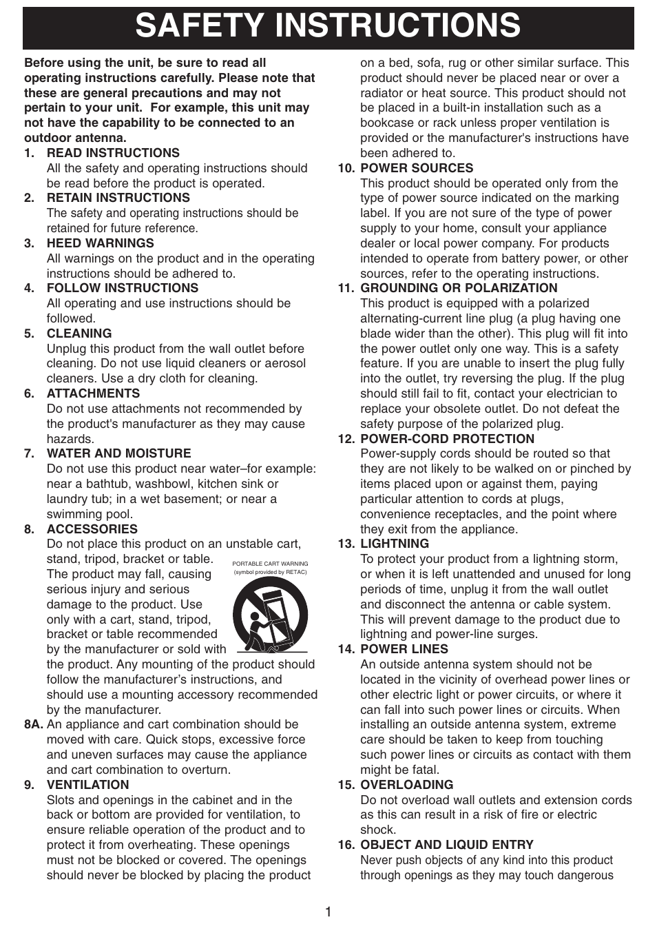 Safety instructions | Emerson Radio SB225 User Manual | Page 2 / 18