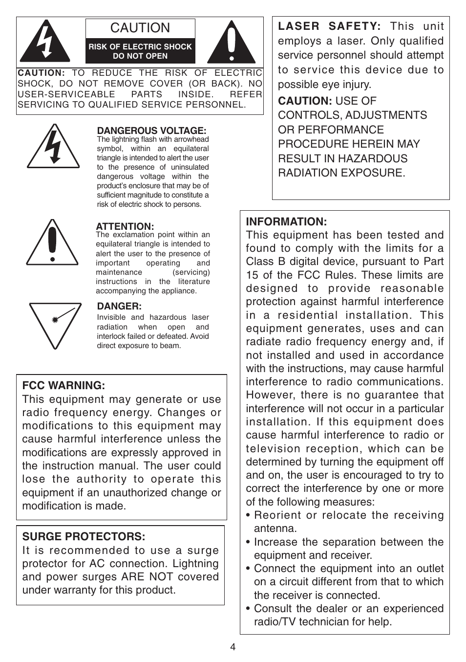 Caution | Emerson Radio SB225 User Manual | Page 5 / 18