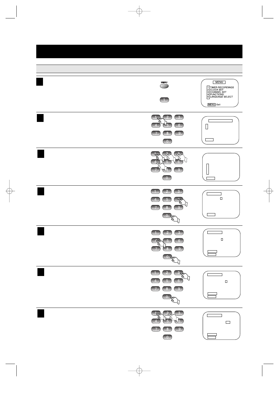 On-screen timer programming (continued), Operation (single programming) 30, Press the number keys to set the minute (30) | Emerson EV477 User Manual | Page 31 / 47