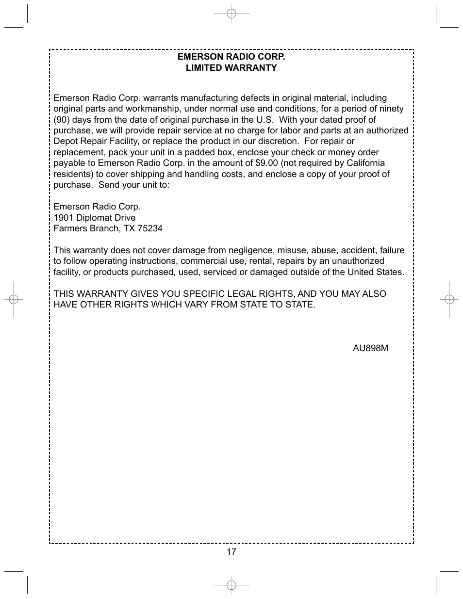 Emerson Radio PD6528 User Manual | Page 18 / 19