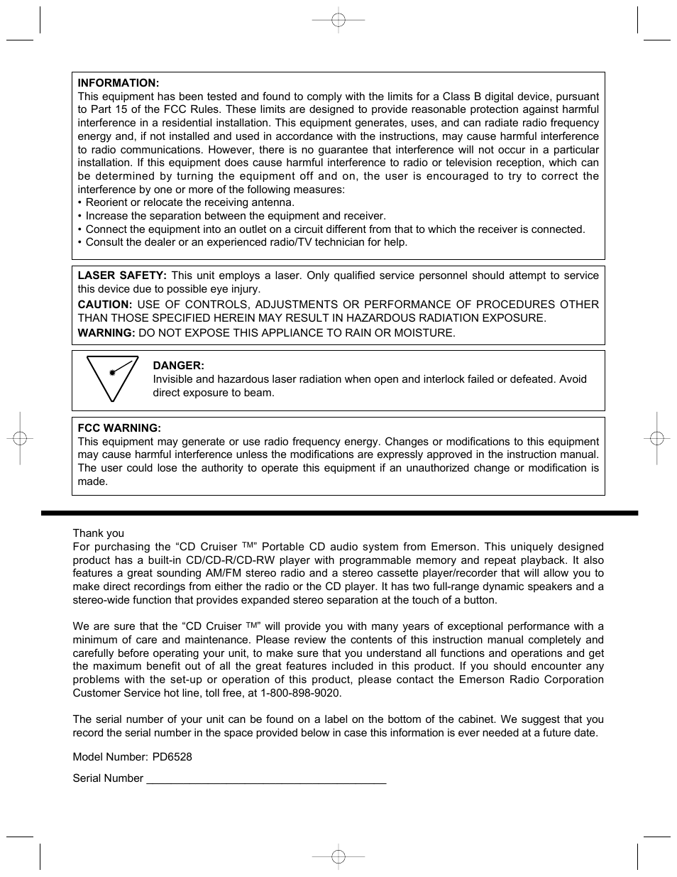 Emerson Radio PD6528 User Manual | Page 3 / 19