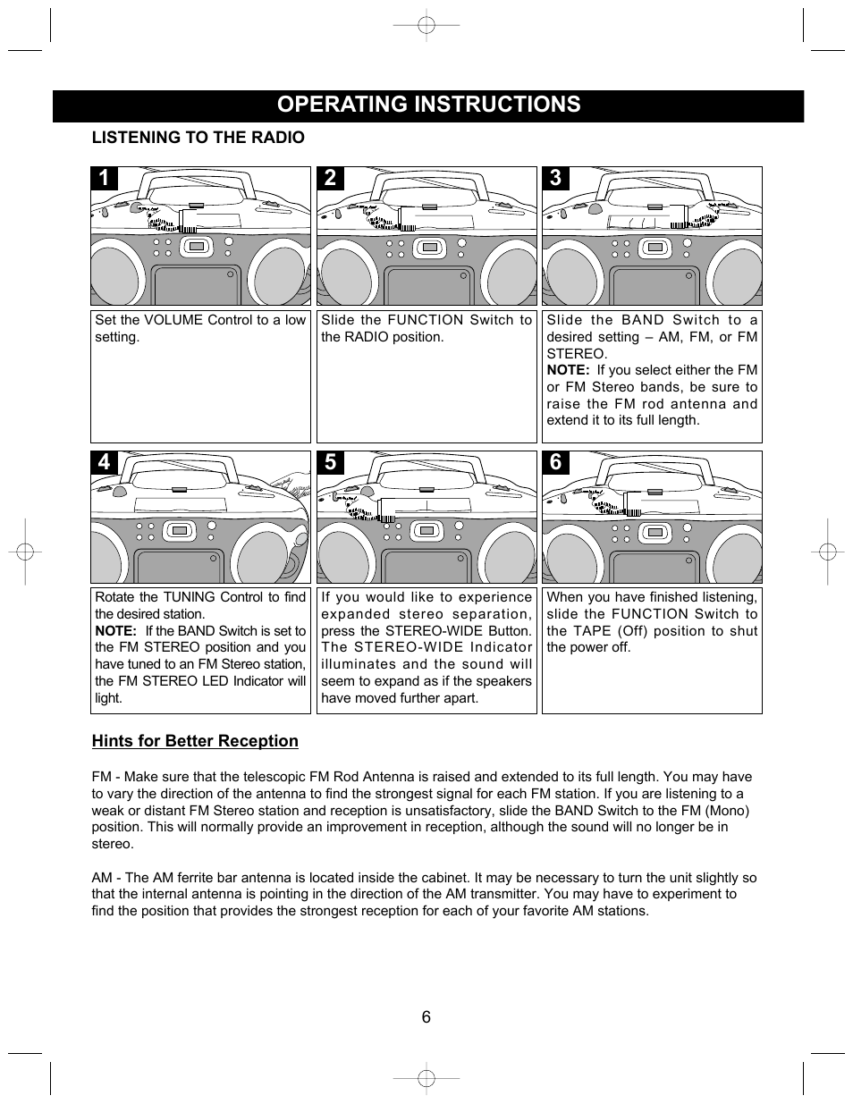 Operating instructions | Emerson Radio PD6528 User Manual | Page 7 / 19