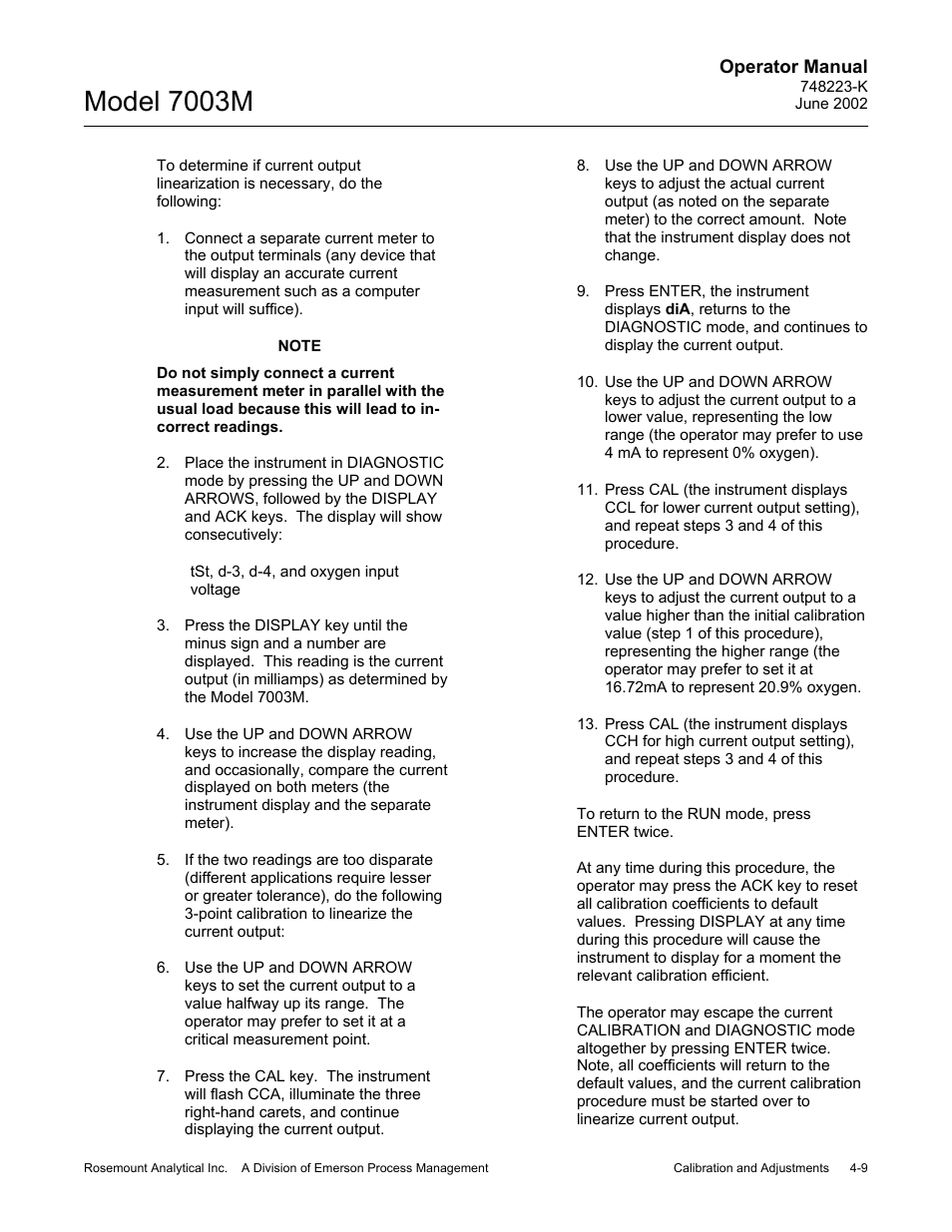 Model 7003m | Emerson 7003M User Manual | Page 55 / 74