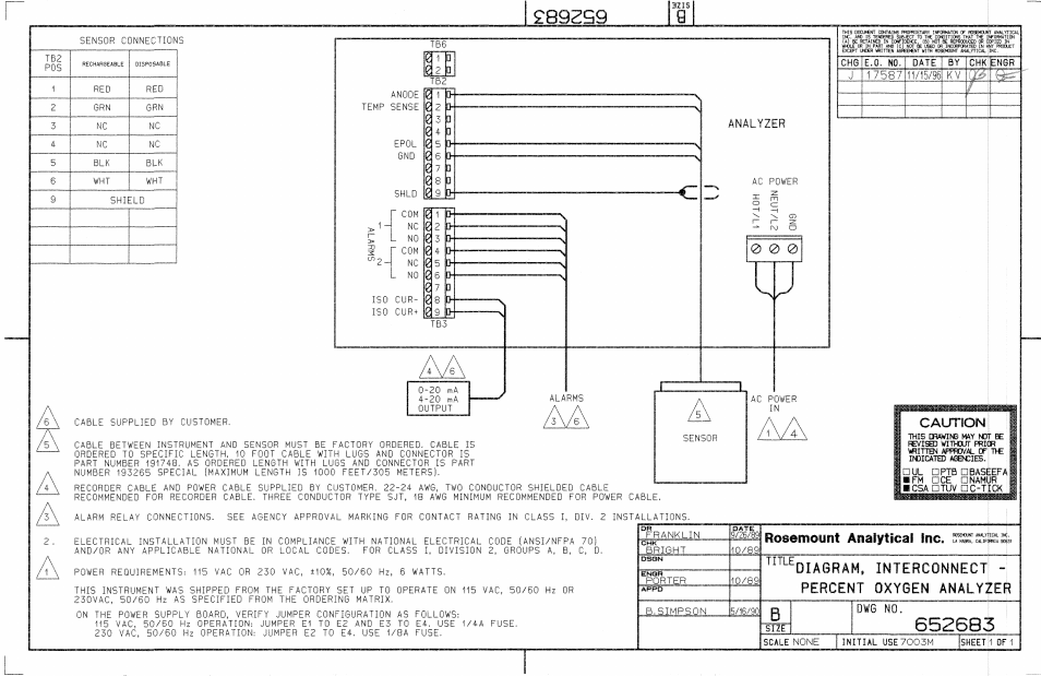 652683 model 7003m interconnect diagram | Emerson 7003M User Manual | Page 73 / 74