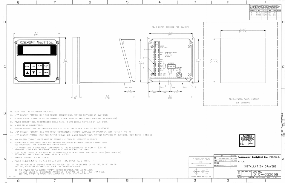 652699 model 7003m installation drawing | Emerson 7003M User Manual | Page 74 / 74