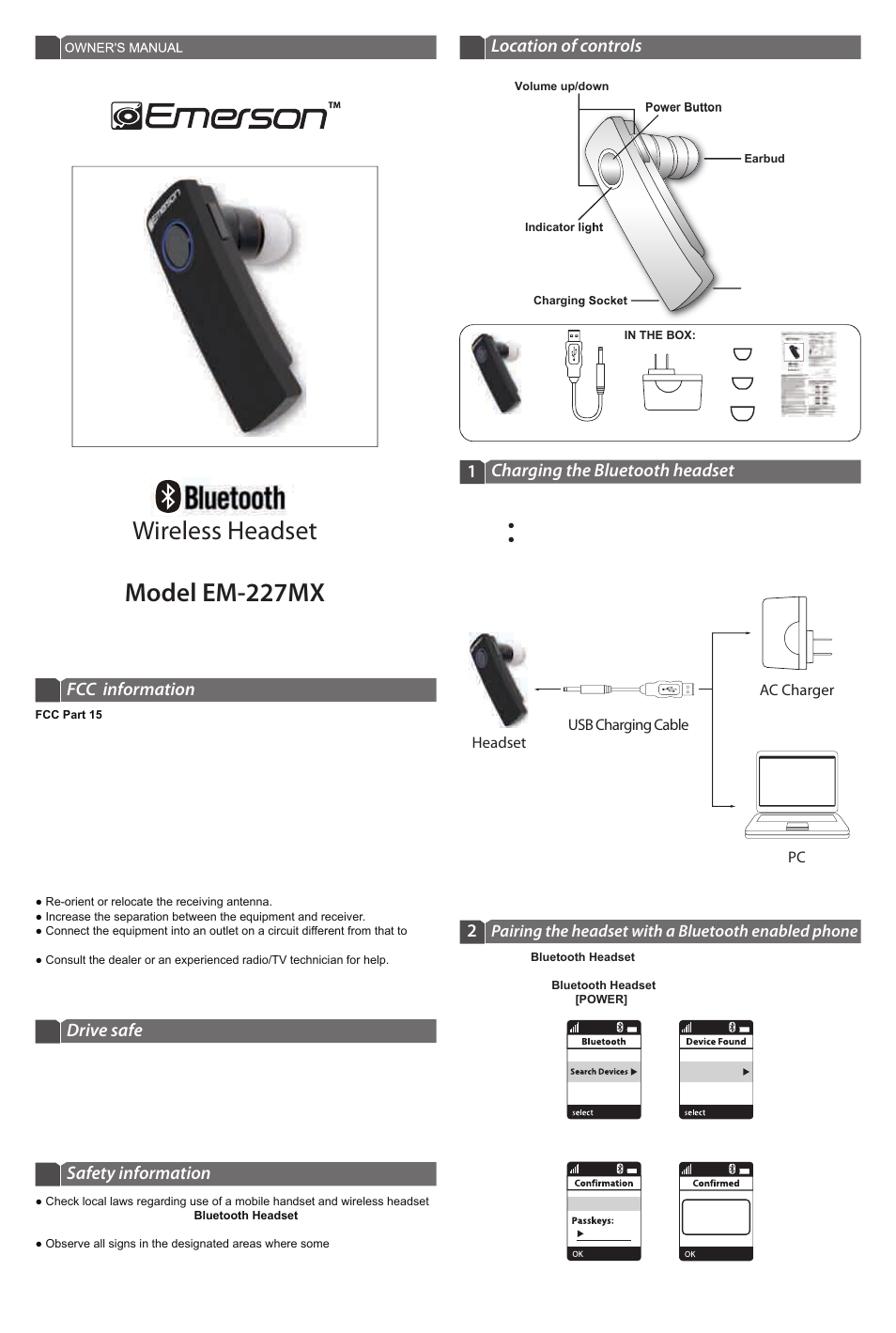 Emerson EM227MX User Manual | 2 pages