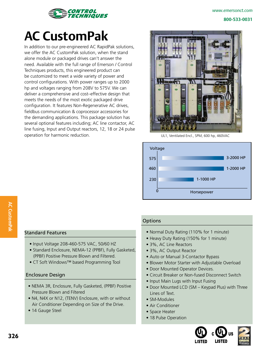 Ac custompak | Emerson Packaged Drives and Engineered Systems User Manual | Page 9 / 24